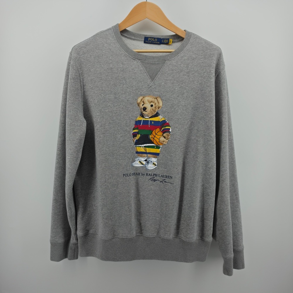 Polo Ralph Lauren Polo Bear Basketball Sweatshirt Mens Large Gray Crewneck L